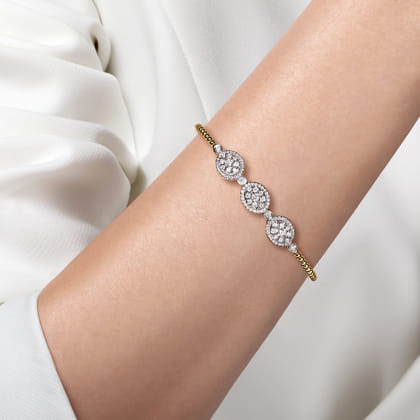 14K White and Yellow Gold Diamond Bujukan Bangle