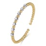 14K White and Yellow Gold Diamond Bujukan Beads Split Bangle - 0.75 ct