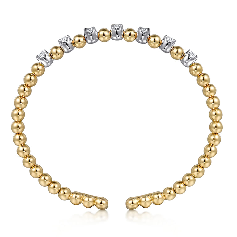14K White and Yellow Gold Diamond Bujukan Beads Split Bangle - 0.75 ct - Shot 3