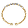 14K White and Yellow Gold Diamond Bujukan Beads Split Bangle - 0.75 ct