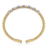 14K White and Yellow Gold Diamond Bujukan Beads Split Bangle - 0.75 ct