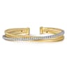 14K White and Yellow Gold Diamond Bujukan Criss Cross Bangle - 0.75 ct