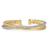 14K White and Yellow Gold Diamond Bujukan Criss Cross Bangle - 0.75 ct