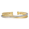 14K White and Yellow Gold Diamond Bujukan Criss Cross Bangle - 0.77 ct
