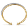 14K White and Yellow Gold Diamond Bujukan Criss Cross Bangle - 0.77 ct