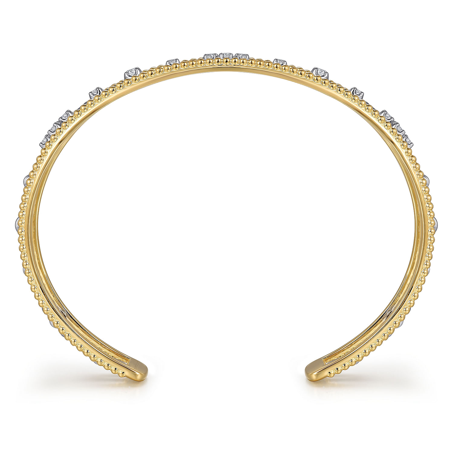 14K White and Yellow Gold Diamond Bujukan Cuff Bangle