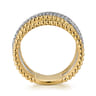 14K White and Yellow Gold Diamond Bujukan Easy Stackable Ladies Ring - 0.25 ct