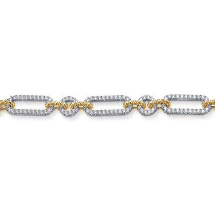 14K White and Yellow Gold Diamond Bujukan Link Bracelet