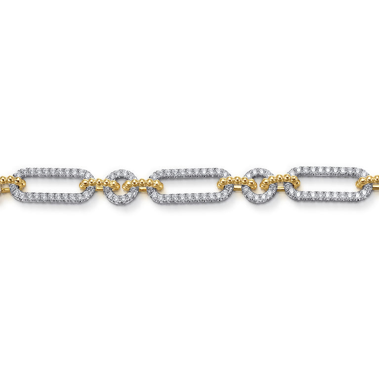 14K White and Yellow Gold Diamond Bujukan Link Bracelet - 2.12 ct - Shot 2