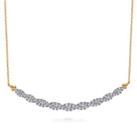14K White and Yellow Gold Diamond Bujukan Twisted Bar Necklace