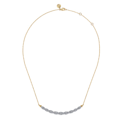 14K White and Yellow Gold Diamond Bujukan Twisted Bar Necklace
