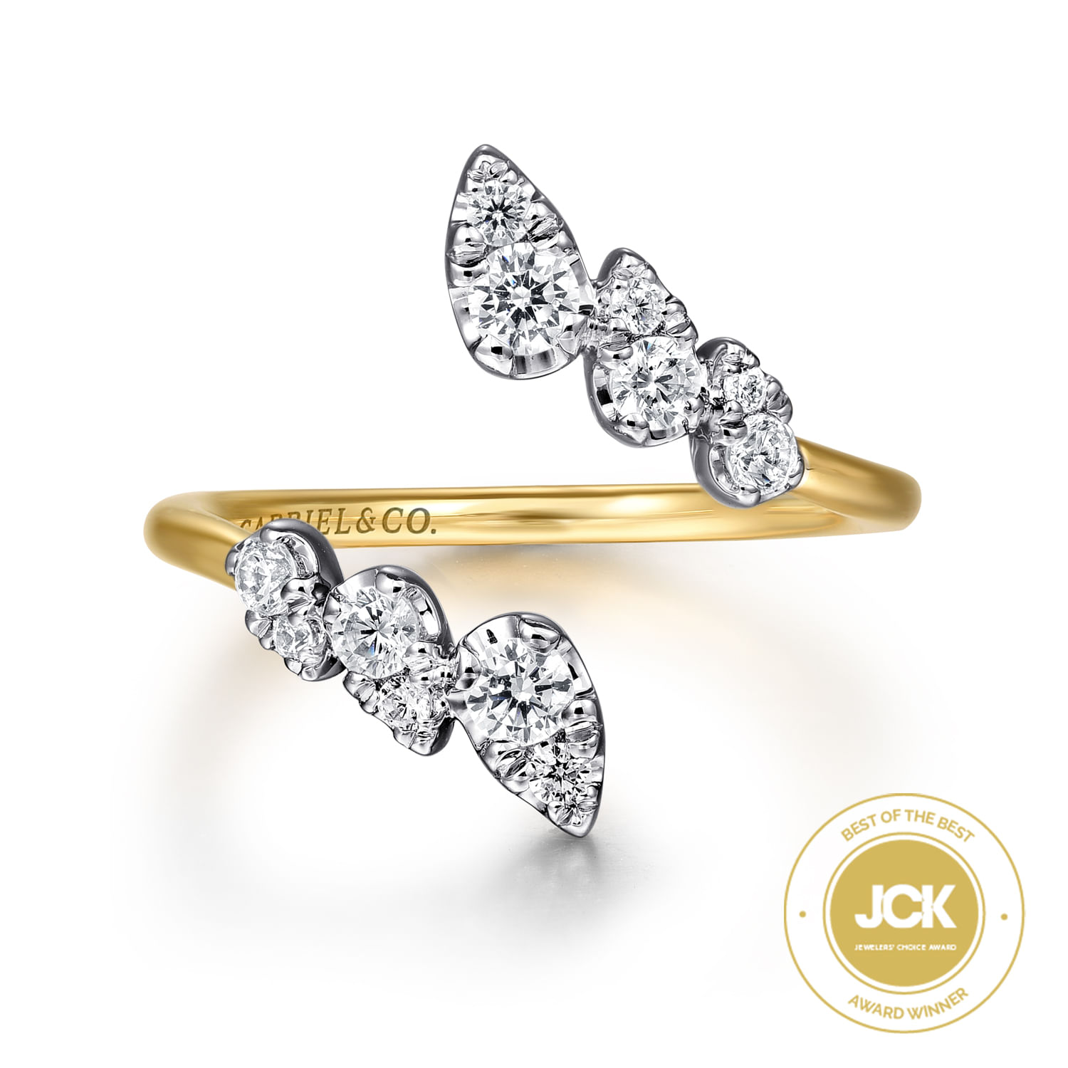 14K White and Yellow Gold Diamond Bypass Ladies Ring - 0.4 ct - Shot 1