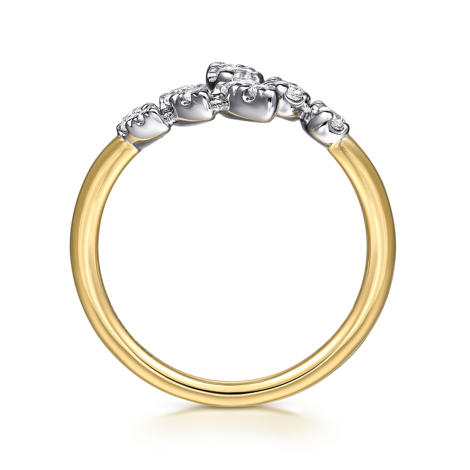 14K White and Yellow Gold Diamond Bypass Ladies Ring - 0.4 ct - Shot 2