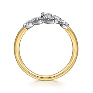 14K White and Yellow Gold Diamond Bypass Ladies Ring