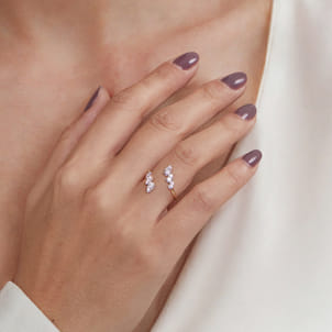 14K White and Yellow Gold Diamond Bypass Ladies Ring