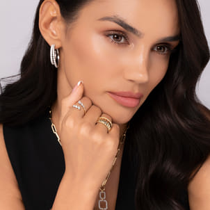 14K White and Yellow Gold Diamond Bypass Ladies Ring