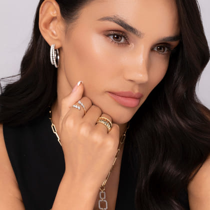 14K White and Yellow Gold Diamond Bypass Ladies Ring