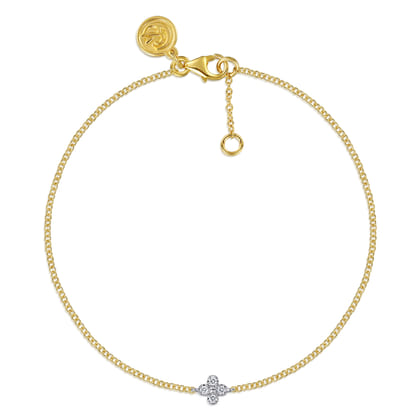 14K White and Yellow Gold Diamond Clover Bracelet
