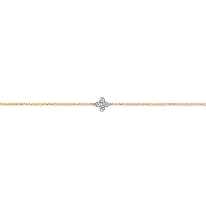 14K White and Yellow Gold Diamond Clover Bracelet