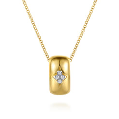 14K White and Yellow Gold Diamond Clover Slider Pendant Necklace