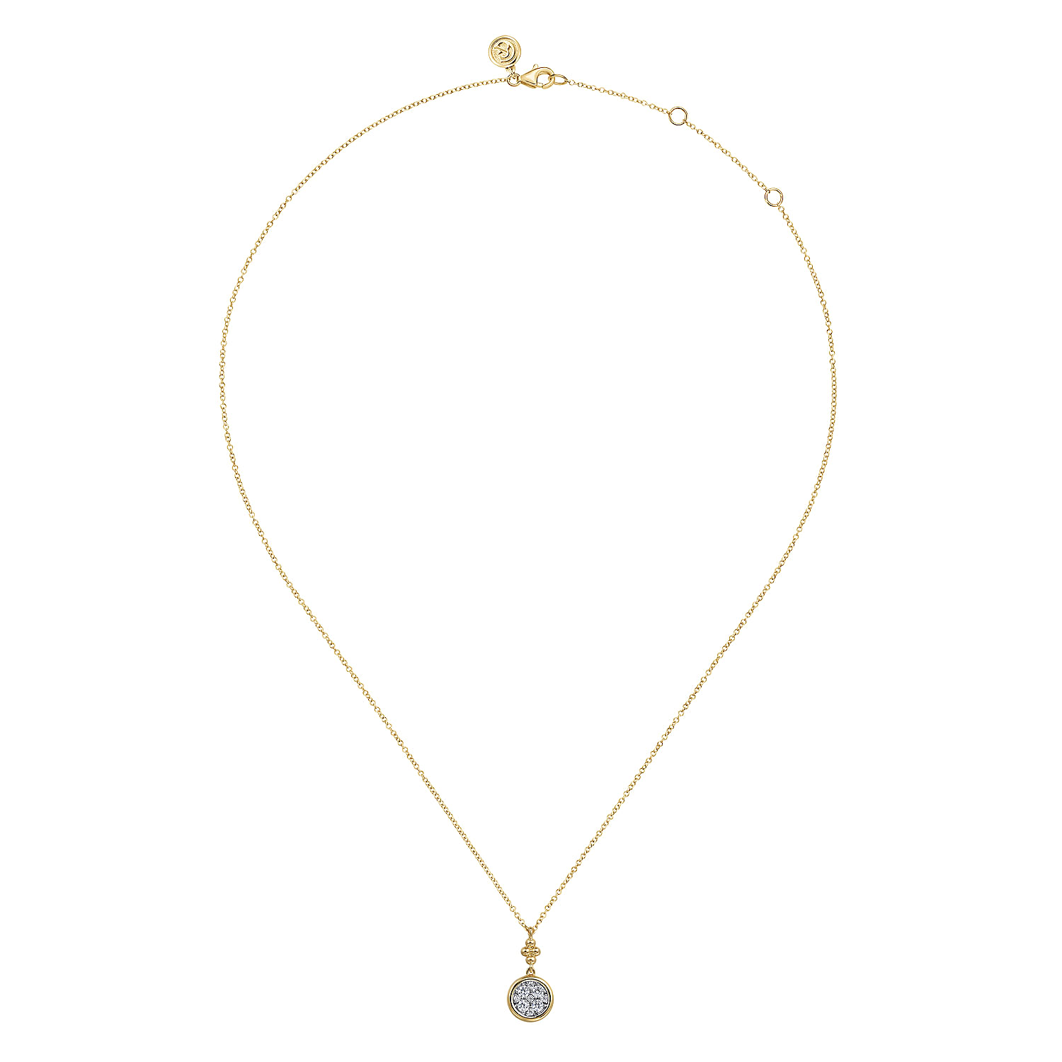 14K White and Yellow Gold Diamond Cluster Bujukan Drop