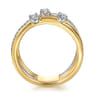 14K White and Yellow Gold Diamond Criss Cross Ladies Ring - 0.21 ct