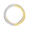 14K White and Yellow Gold Diamond Criss Cross Ring - 0.25 ct