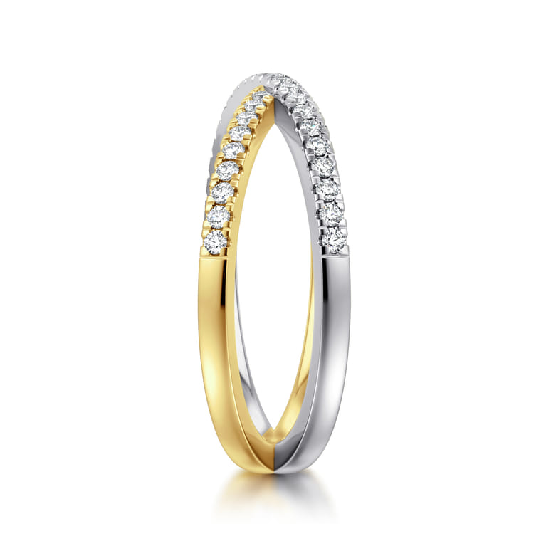 14K White and Yellow Gold Diamond Criss Cross Ring - 0.25 ct - Shot 4