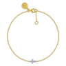 14K White and Yellow Gold Diamond Cross Bracelet - 0.04 ct