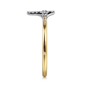 14K White and Yellow Gold Diamond Cross Ladies Ring