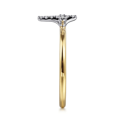 14K White and Yellow Gold Diamond Cross Ladies Ring