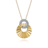 14K White and Yellow Gold Diamond Cut Drop Pendant Necklace - 0.25 ct