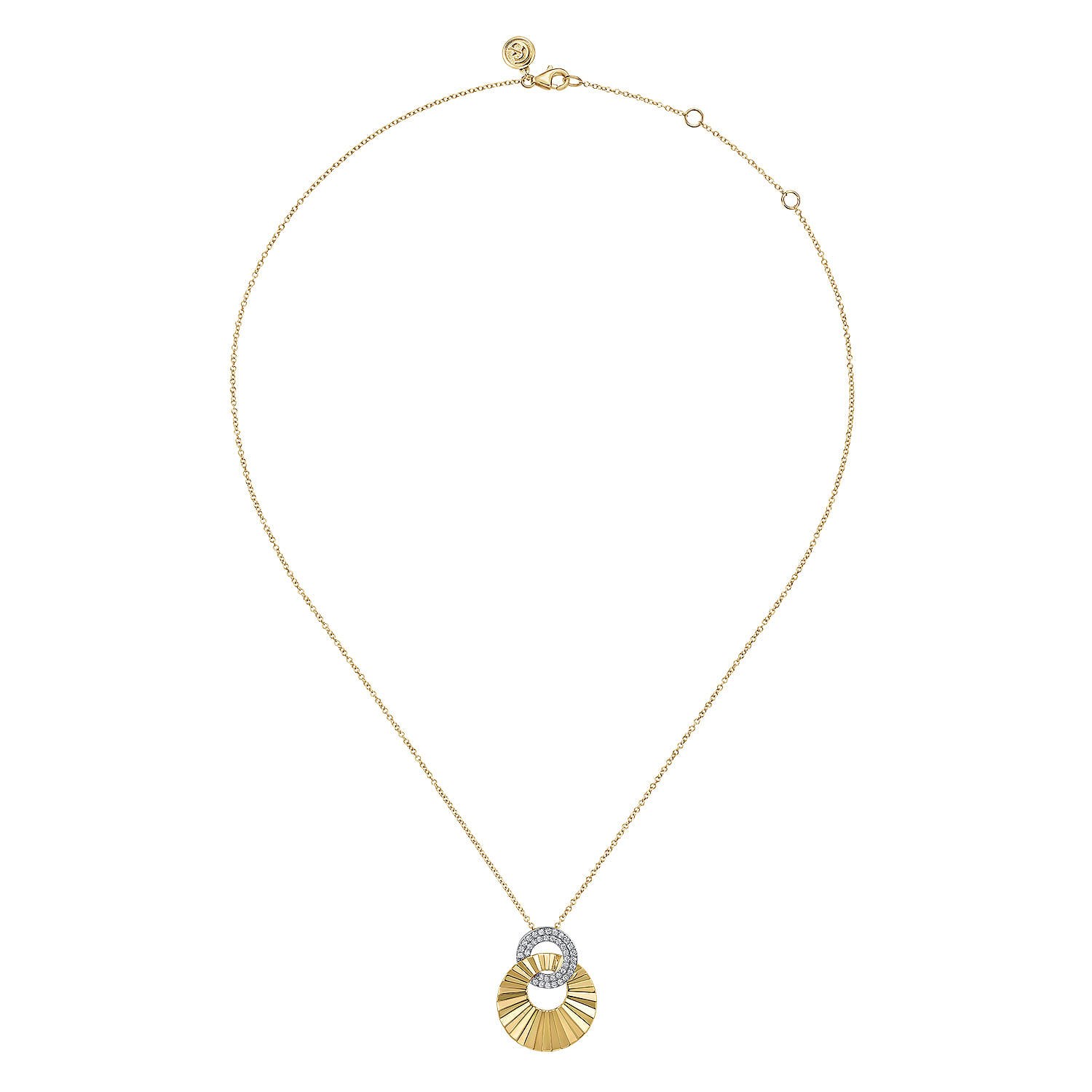 14K White and Yellow Gold Diamond Cut Drop Pendant Necklace - 0.25 ct - Shot 2