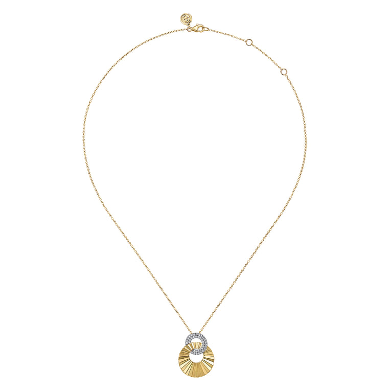 14K White and Yellow Gold Diamond Cut Drop Pendant Necklace - 0.25 ct - Shot 2