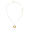 14K White and Yellow Gold Diamond Cut Drop Pendant Necklace - 0.25 ct
