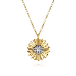 14K White and Yellow Gold Diamond Cut Pendant Necklace