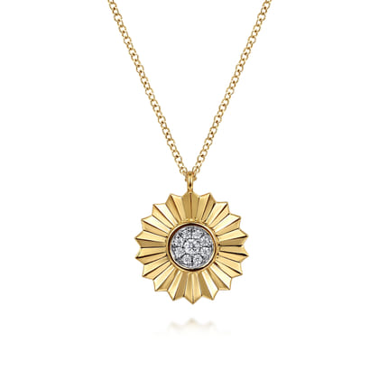14K White and Yellow Gold Diamond Cut Pendant Necklace