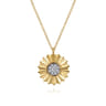 14K White and Yellow Gold Diamond Cut Pendant Necklace - 0.1 ct