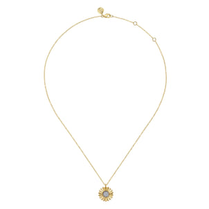 14K White and Yellow Gold Diamond Cut Pendant Necklace