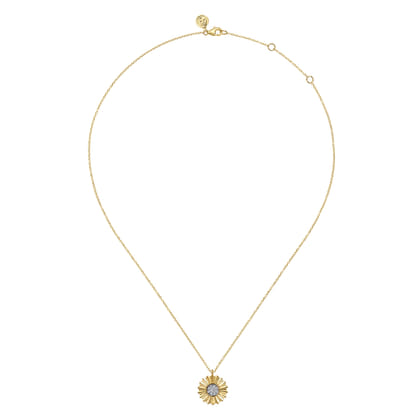 14K White and Yellow Gold Diamond Cut Pendant Necklace