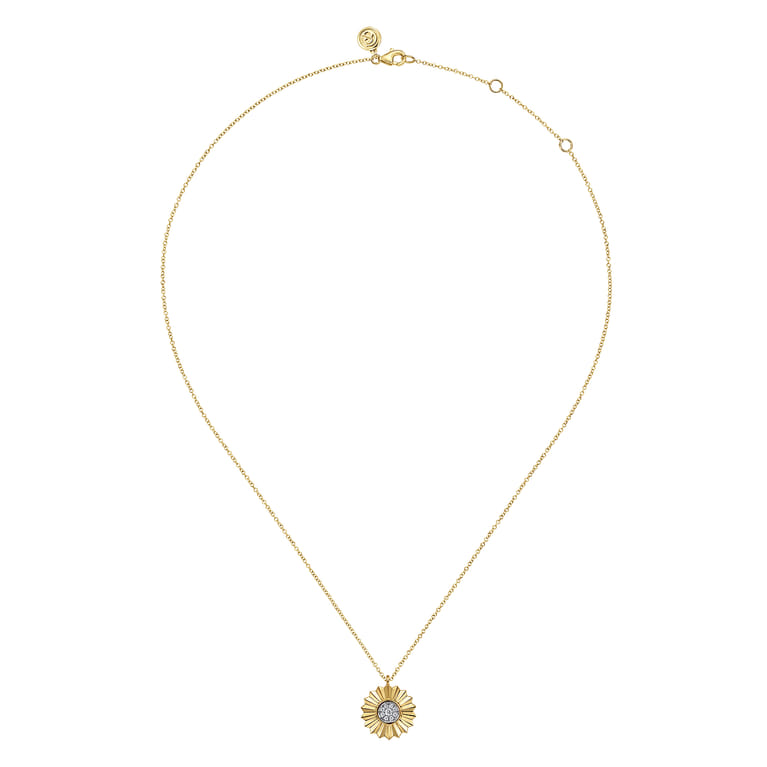 14K White and Yellow Gold Diamond Cut Pendant Necklace - 0.1 ct - Shot 2