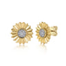 14K White and Yellow Gold Diamond Cut Stud Earrings - 0.2 ct