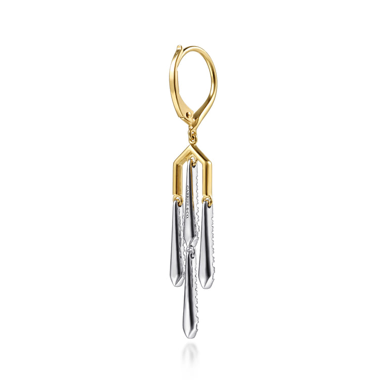 14K White and Yellow Gold Diamond Drop Chandelier Earrings - 0.5 ct - Shot 2