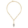 14K White and Yellow Gold Diamond Drop and Hollow Link Chain Y Knots Necklace - 1 ct
