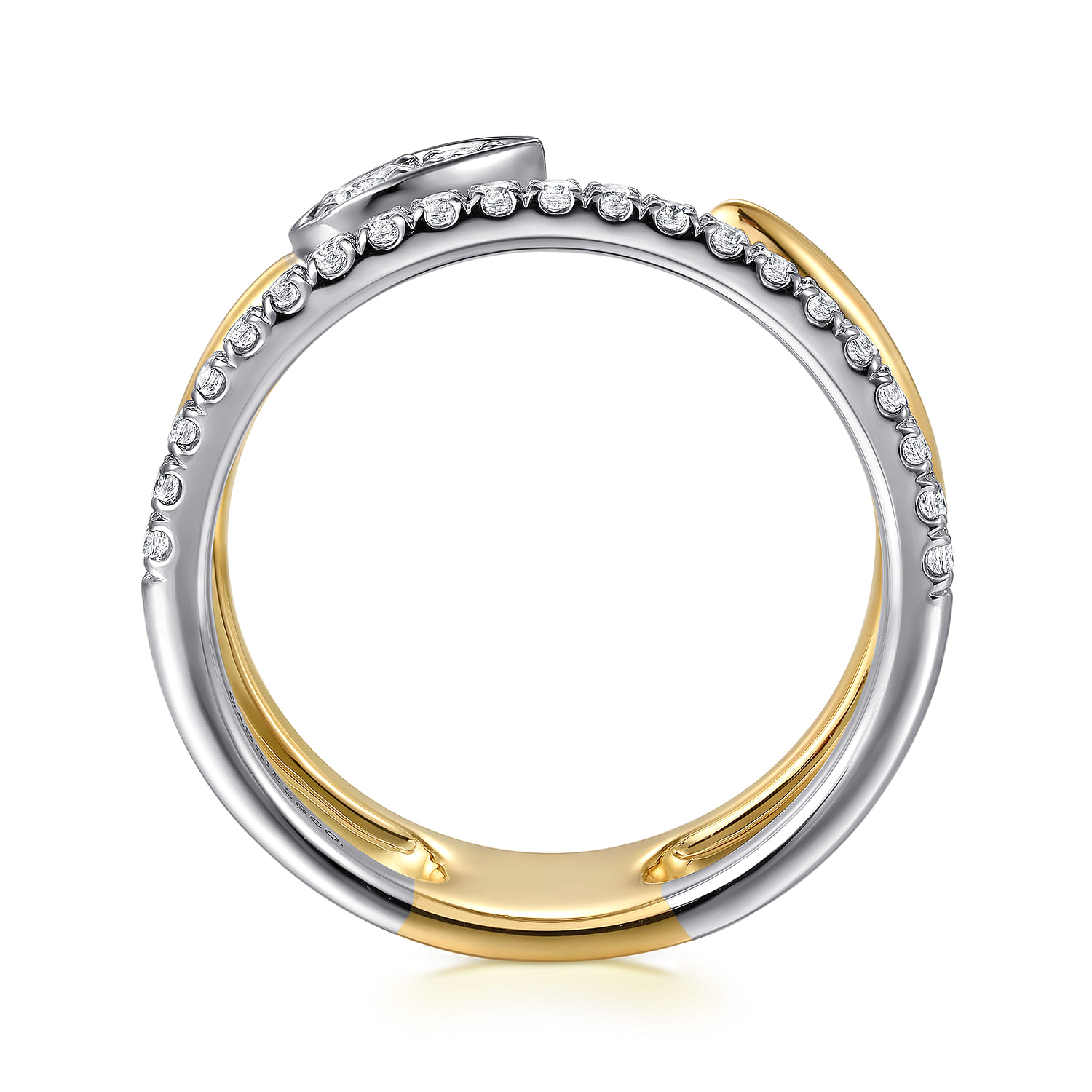 14K White and Yellow Gold Diamond Easy Stackable Ladies Ring - 0.3 ct - Shot 2