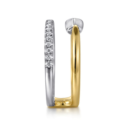 14K White and Yellow Gold Diamond Easy Stackable Ladies Ring