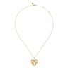 14K White and Yellow Gold Diamond Heart Angel Wing Pendant Necklace - 0.19 ct