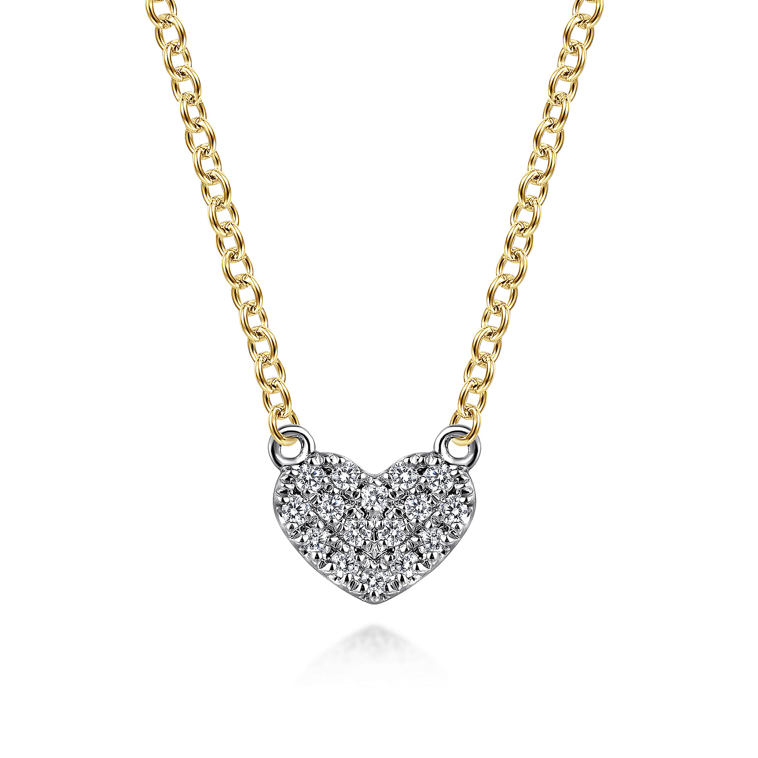 14K White and Yellow Gold Diamond Heart Pendant Necklace - 0.07 ct - Shot 1