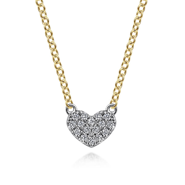 14K White and Yellow Gold Diamond Heart Pendant Necklace @ $485. Shop ...