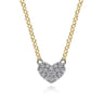 14K White and Yellow Gold Diamond Heart Pendant Necklace - 0.07 ct